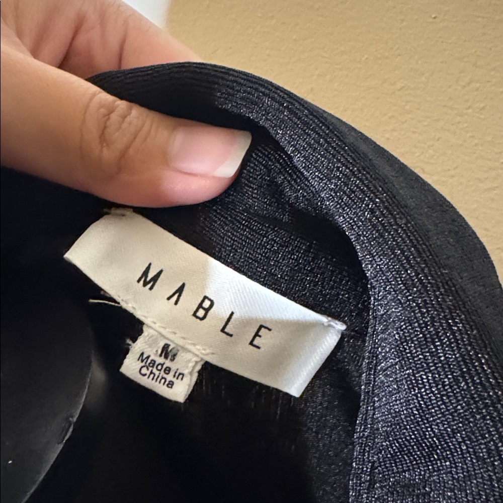MABLE Black Ruched Button Down Shirt Dress Women’s M - Picture 3 of 7